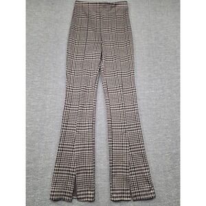 HM Womens Houndstooth High Waist Split Hem Flare Pants Black Tan S P/N 10897916
